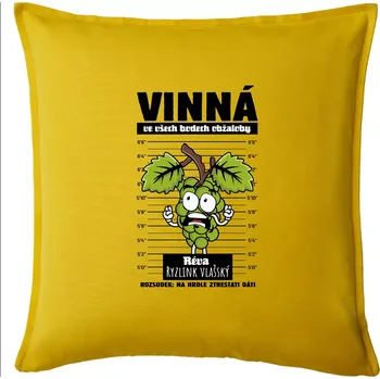 Polštář Vinná réva odsouzena Ryzlink vlašský - Polštář 50x50 - 50x50 - Pouze potah ( Žlutá )