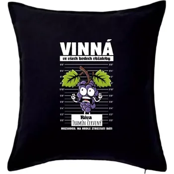 Polštář Vinná réva odsouzena Tramín červený - Polštář 50x50 - 50x50 - Pouze potah ( Černá )