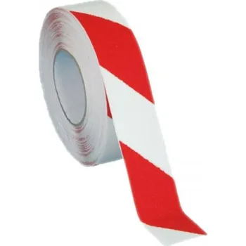 Výstražná páska Protiskluzová páska jemnozrná červeno/bílá PERMAFIX