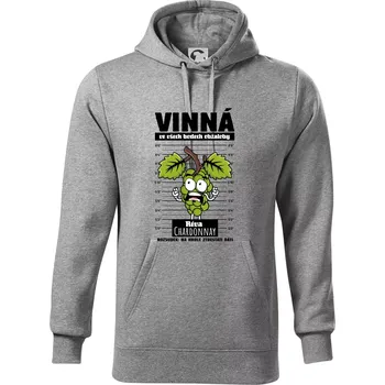 Pánská mikina Vinná réva odsouzena Chardonnay - Mikina pánská Cape s kapucí - 4XL ( Tmavě šedý melír )