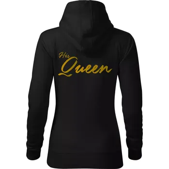 Dámská mikina The King - His Queen - psací - Mikina dámská Cape s kapucí - XS ( Černá )