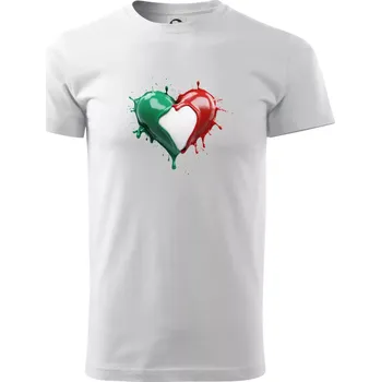 Srdce rozprsknuté - Italské barvy - Triko extra velké (5-8XL) - 8XL ( Bílá )