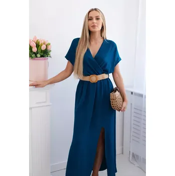 Dámské šaty Dlouhé šaty s ozdobným páskem námořní UNI