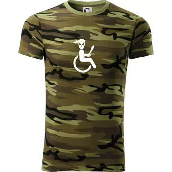Pánské tričko Pirát vozíčkář - Army CAMOUFLAGE - M ( Zelený maskáč )