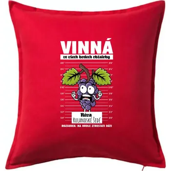 Polštář Vinná réva odsouzena Rulandské šedé - Polštář 50x50 - 50x50 - Pouze potah ( Červená )