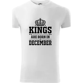 Pánská móda Kings are born in December - Viper FIT - Pánské zůžené tričko - 2XL ( Bílá )