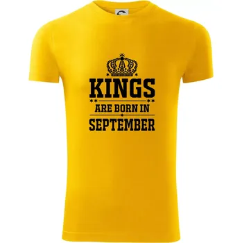 Pánské tričko Kings are born in September - Viper FIT - Pánské zůžené tričko - XL ( Žlutá )