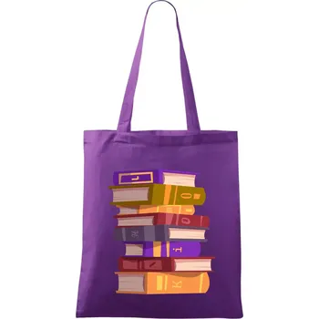 Knihomol stojící knihy - Taška bavlněná - 42 x 38 cm ( Fialová )