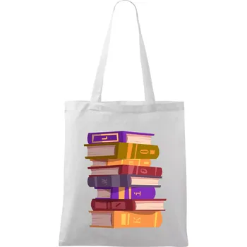 Knihomol stojící knihy - Taška bavlněná - 42 x 38 cm ( Bílá )