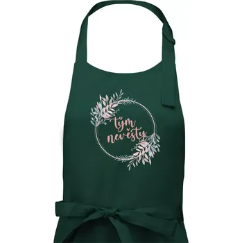 Kuchyňská zástěra Tým nevěsty květinový kruh růžový - Dámská zástěra na vaření - Univerzální velikost ( Lahvově zelená )