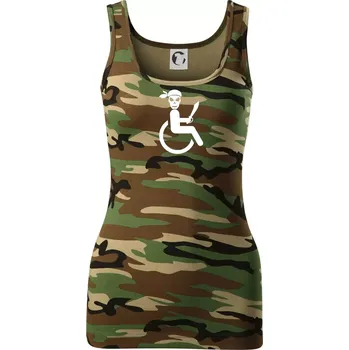 Dámské tričko Pirát vozíčkář - Dámské Maskáčové tílko - XS ( Hnědý maskáč )