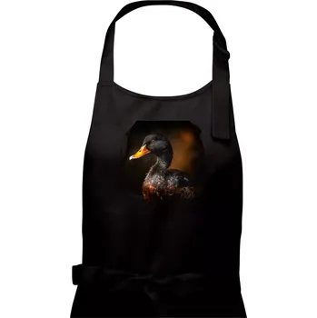 Kuchyňská zástěra Kachna z boku černá fotka - Dámská zástěra na vaření - Univerzální velikost ( Černá )