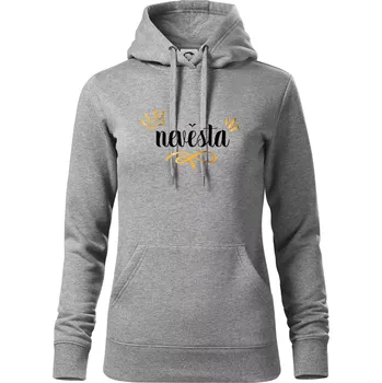 Dámská mikina Nevěsta princezna - zlatý potisk - Mikina dámská Cape s kapucí - L ( Tmavě šedý melír )