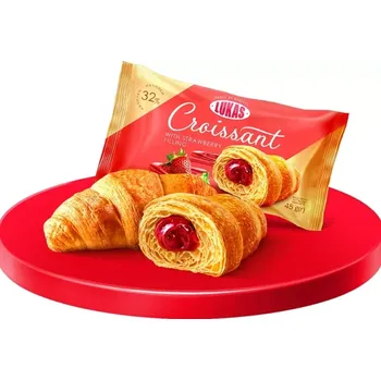 Croissant LUKAS s jahodovu krémovou náplní 45 g (Klasický croissant s jahodovou krémovou náplní - z listového těsta 45 g)