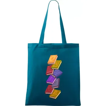 Knihomol letící knihy - Taška bavlněná - 42 x 38 cm ( Petrolejová )