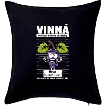 Polštář Vinná réva odsouzena Svatovavřinecké - Polštář 50x50 - 50x50 - Pouze potah ( Černá )