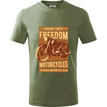 Motorcycles freedom - Tričko dětské bavlněné - 158 cm/12 let ( Khaki )