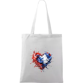 Nákupní taška Srdce rozprsknuté - České barvy - Taška bavlněná - 42 x 38 cm ( Bílá )