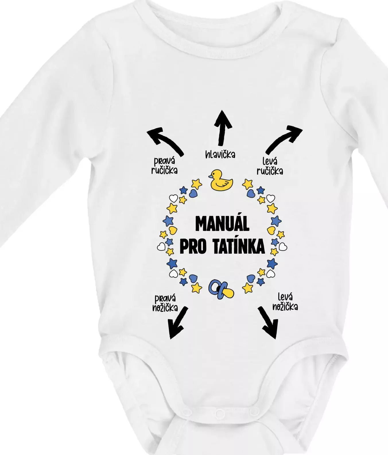 Manuál pro tatínka kluk - Body kojenecké s dlouhým rukávem - Dlouhý r. 6-12 měs ( Bílá )