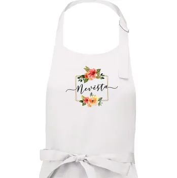 Kuchyňská zástěra Nevěsta čtverec oranžový - Dámská zástěra na vaření - Univerzální velikost ( Bílá )