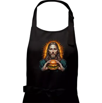 Kuchyňská zástěra Boží hamburger - Dámská zástěra na vaření - Univerzální velikost ( Černá )