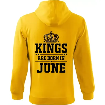 Pánská mikina Kings are born in June - Mikina s kapucí na zip trendy zipper - 2XL ( Žlutá )