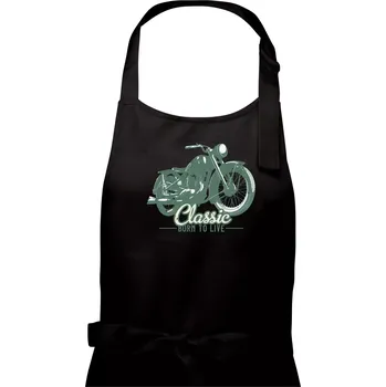 Kuchyňská zástěra Born to live classic - Pánská zástěra na vaření - Univerzální velikost ( Černá )