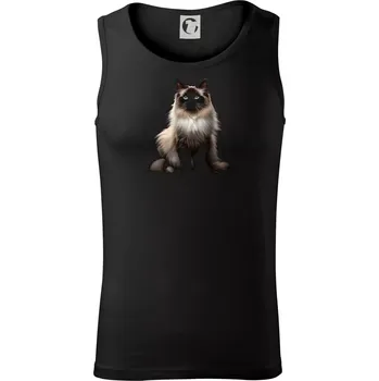 Kočka Ragdoll ze předu černá fotka - Tílko pánské Core - XL ( Černá )
