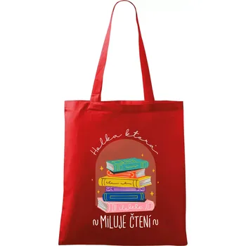 Holka, která miluje čtení - Taška bavlněná - 42 x 38 cm ( Červená )
