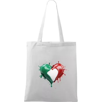 Srdce rozprsknuté - Italské barvy - Taška bavlněná - 42 x 38 cm ( Bílá )