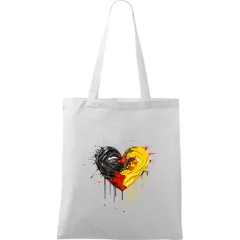 Nákupní taška Srdce rozprsknuté - Německé barvy - Taška bavlněná - 42 x 38 cm ( Bílá )