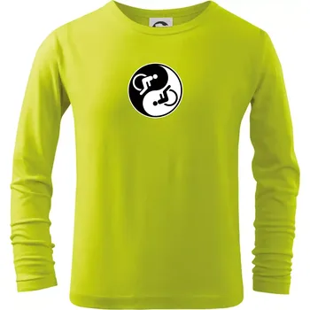 Chlapecké tričko Jin jang vozíčkář - Triko dětské Long Sleeve - 158 cm/12 let ( Limetková )