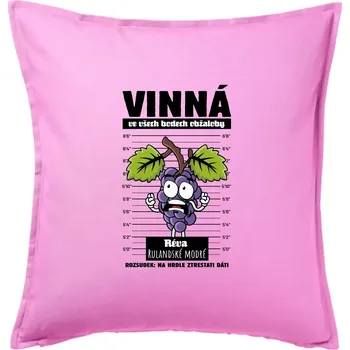 Polštář Vinná réva odsouzena Rulandské modré - Polštář 50x50 - 50x50 - Pouze potah ( Růžová )