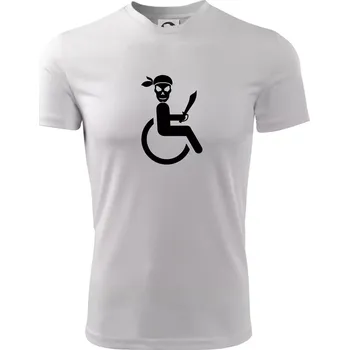 Pirát vozíčkář - Dětské triko sportovní (dresovina) - 146 cm/10 let ( Bílá )