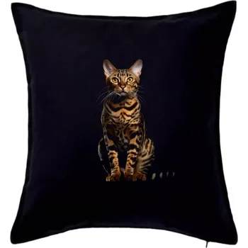 Polštář Bengálská kočka černá fotka - Polštář 50x50 - 50x50 - Pouze potah ( Černá )