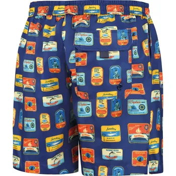 Pánské plavky Pánské plavkové kraťasy Happy Shorts long SM29-48 Tmavě modrá mix - Self tmavě modrá - vzor 3XL