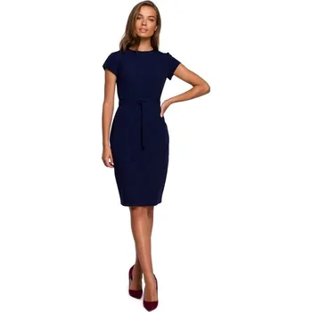 Dámské šaty Tužkové šaty s páskem S239 tmavě modré - Stylove M