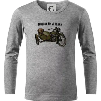 Chlapecké tričko Motorkář veterán - Triko dětské Long Sleeve - 146 cm/10 let ( Tmavě šedý melír )