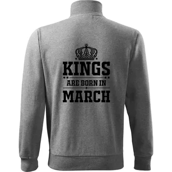 Pánská mikina Kings are born in March - Mikina bez kapuce Adventure - 3XL ( Tmavě šedý melír )