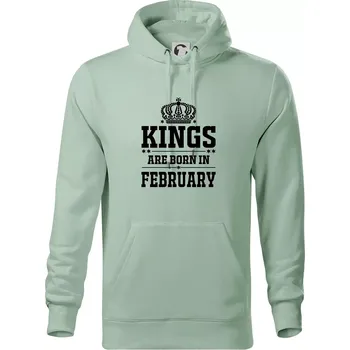 Pánská mikina Kings are born in February - Mikina pánská Cape s kapucí - XL ( Sage )