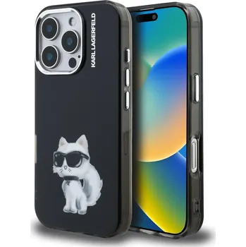 Náhradní kryt pro mobilní telefon Karl Lagerfeld IML Aquarelle Choupette zadní kryt pro iPhone 16 Pro Max Black
