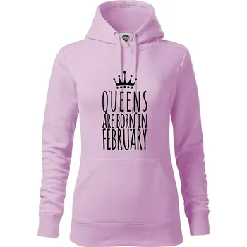 Dámská mikina Queens are born in February - Mikina dámská Cape s kapucí - S ( Orchid )