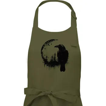 Kuchyňská zástěra Vrána a měsíc - Pánská zástěra na vaření - Univerzální velikost ( Khaki )