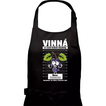 Kuchyňská zástěra Vinná réva odsouzena Frankovka - Dámská zástěra na vaření - Univerzální velikost ( Černá )