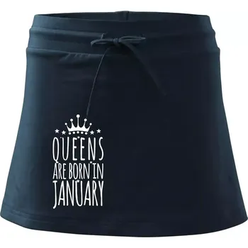 Dámská sukně Queens are born in January - Sportovní sukně - two in one - XL ( Námořní modrá (velmi tmavá - téměř černá) )