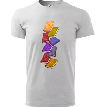 Knihomol letící knihy - Triko extra velké (5-8XL) - 8XL ( Světlešedý Melír )