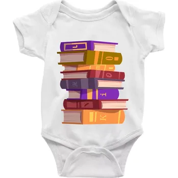 Kojenecký body Knihomol stojící knihy - Body kojenecké s krátkým rukávem - Krátký r. 12-18 měs ( Bílá )