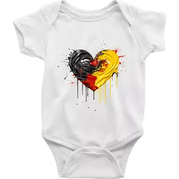 Kojenecké oblečení Srdce rozprsknuté - Německé barvy - Body kojenecké s krátkým rukávem - Krátký r. 12-18 měs ( Bílá )