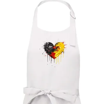 Kuchyňská zástěra Srdce rozprsknuté - Německé barvy - Pánská zástěra na vaření - Univerzální velikost ( Bílá )