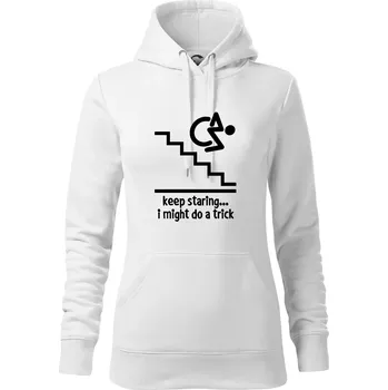 Dámská mikina Keep staring i might do a trick - Mikina dámská Cape s kapucí - 2XL ( Bílá )